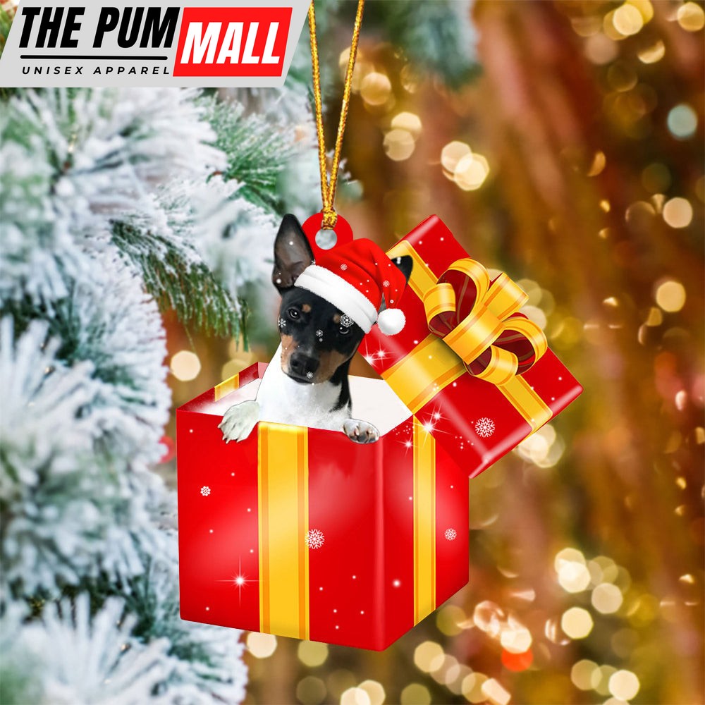 Rat Terrier08 In Red Gift Box Christmas Ornament – Holiday Dog Ornaments Limited Edition
