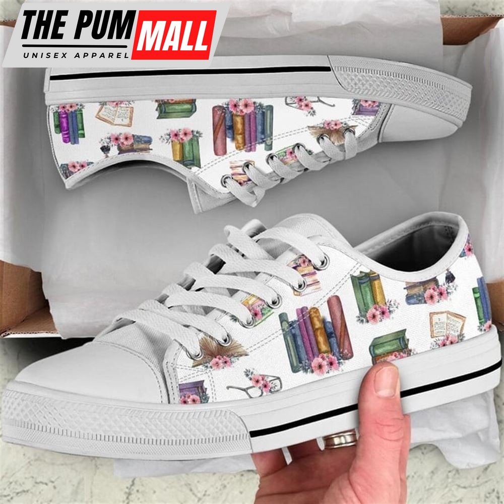 Reading Flower Watercolor Low Top Shoes – Low Top Shoes Mens, Women