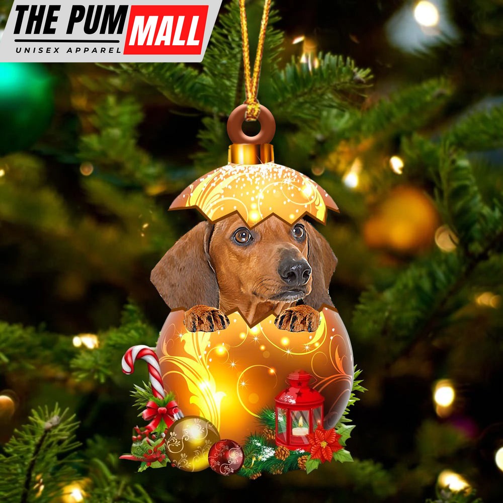 Red Dachshund In Golden Egg Christmas Ornament – Car Ornament – Unique Dog Gifts For Owners Limited Edition