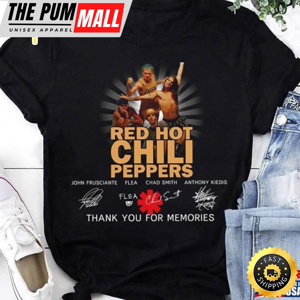 Red Hot Chili Peppers Band Signatures T-Shirt 2025 Tour Rhcp Rock Shirt