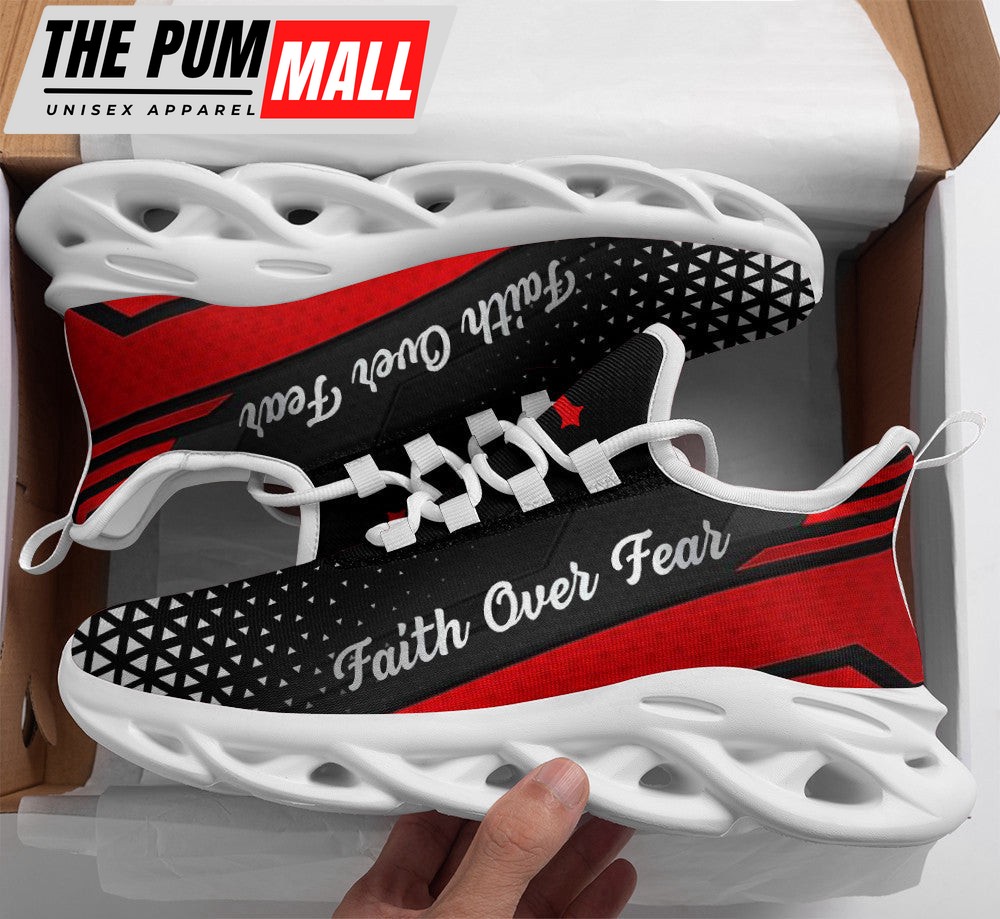 Red Jesus Faith Over Fear Running Sneakers Max Soul Shoes For Men And Women