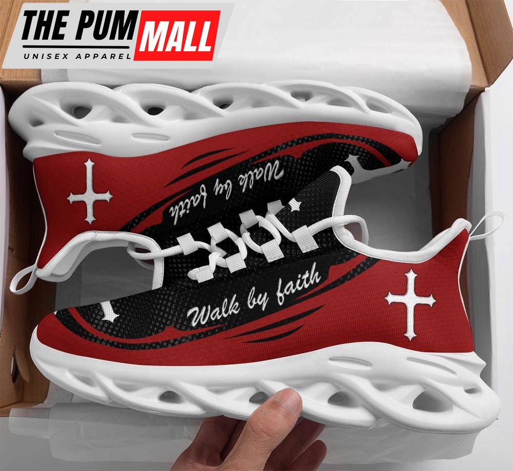 Red Jesus Walk By Faith Running Sneakers 1 Max Soul Shoes For Men And Women