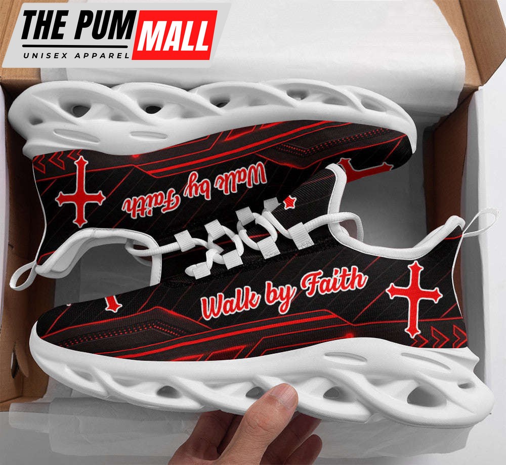 Red Jesus Walk By Faith Running Sneakers 2 Max Soul Shoes For Men And Women