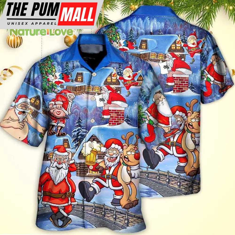 Red Nosed Reindeer Santa Drunk Christmas Story Night Hawaiian Shirt