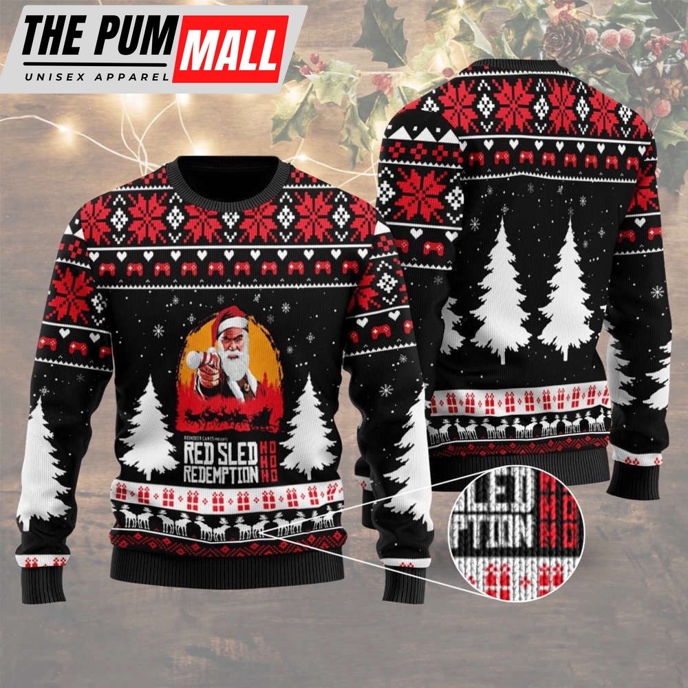 Red Sled Redemption Ugly Christmas Sweater, Gift For Christmas, Gift For Christmas