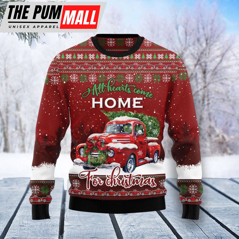 Red Truck Home Christmas T1011 Ugly Christmas Sweater -Noel Malalan