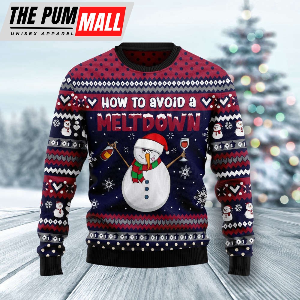 Red Wine Snowman How To Avoid A Meltdown Ugly Christmas Sweater, Gift For Christmas