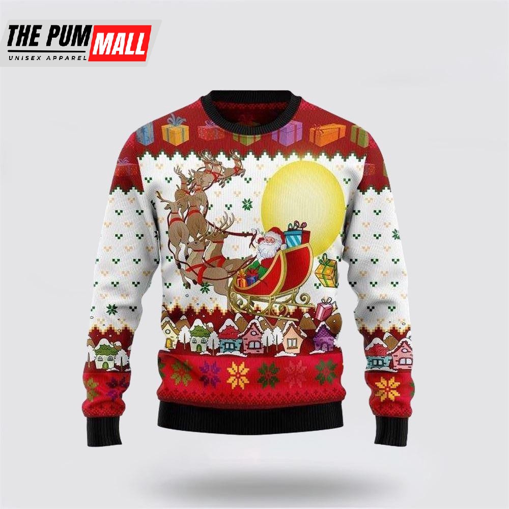 Reindeer And Santa Claus Ugly Christmas Sweater