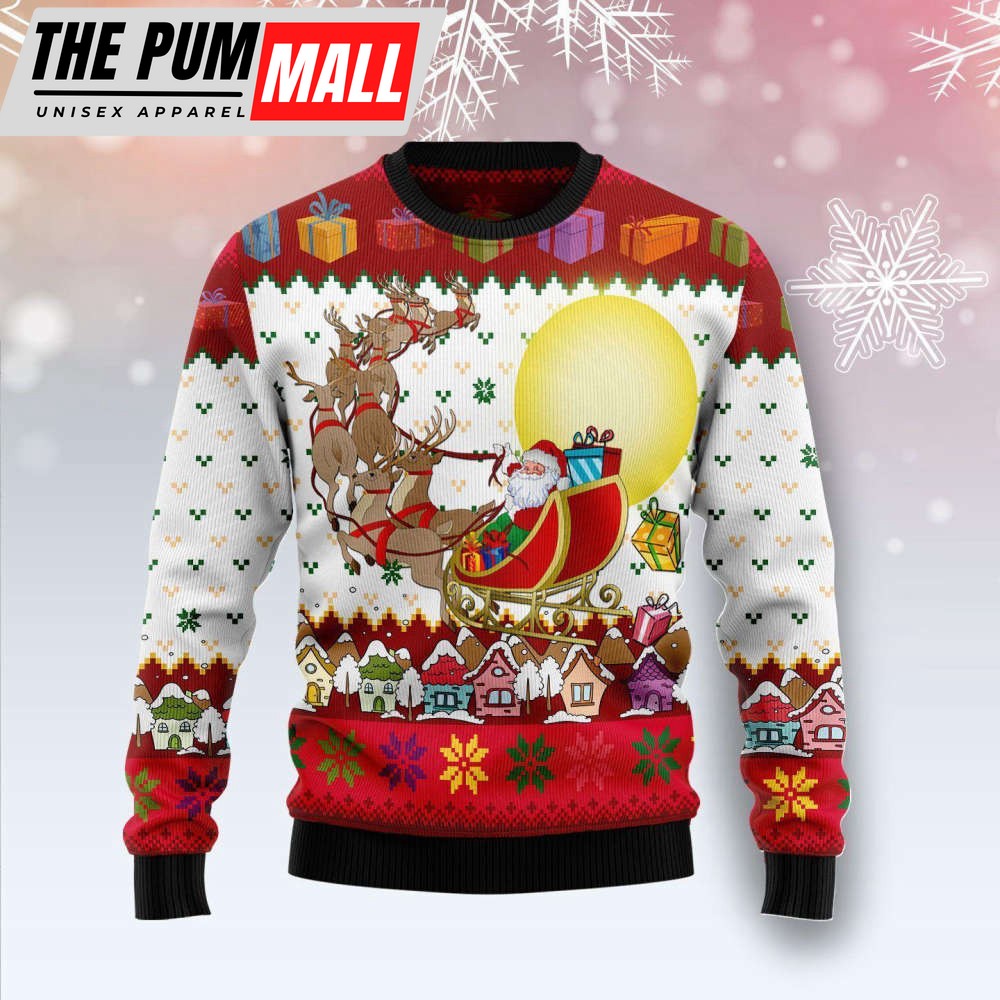 Reindeer And Santa Claus Ugly Christmas Sweater For Men & Women