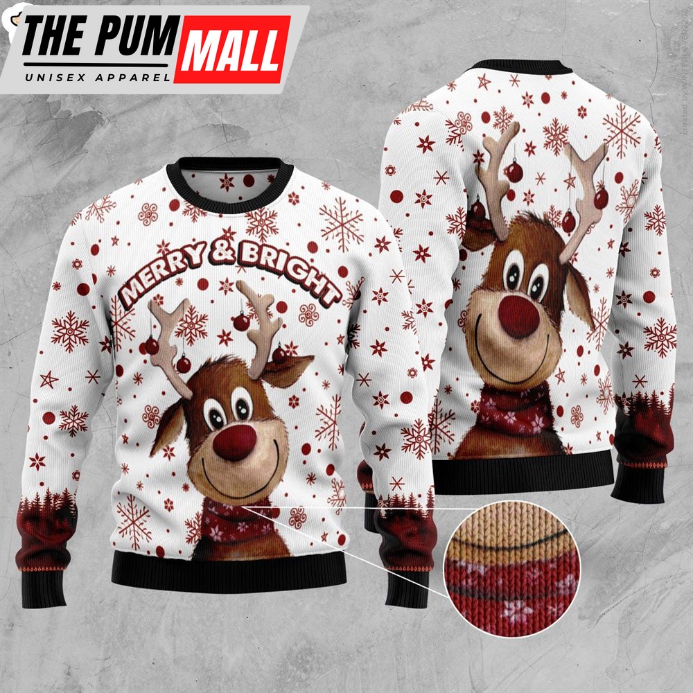 reindeer-merry-bright-ugly-christmas-sweater-gift-for-pet-lovers-unisex-cr-wx00agza Reindeer Merry & Bright Ugly Christmas Sweater – Gift For Pet Lovers – Unisex Crewneck Sweater