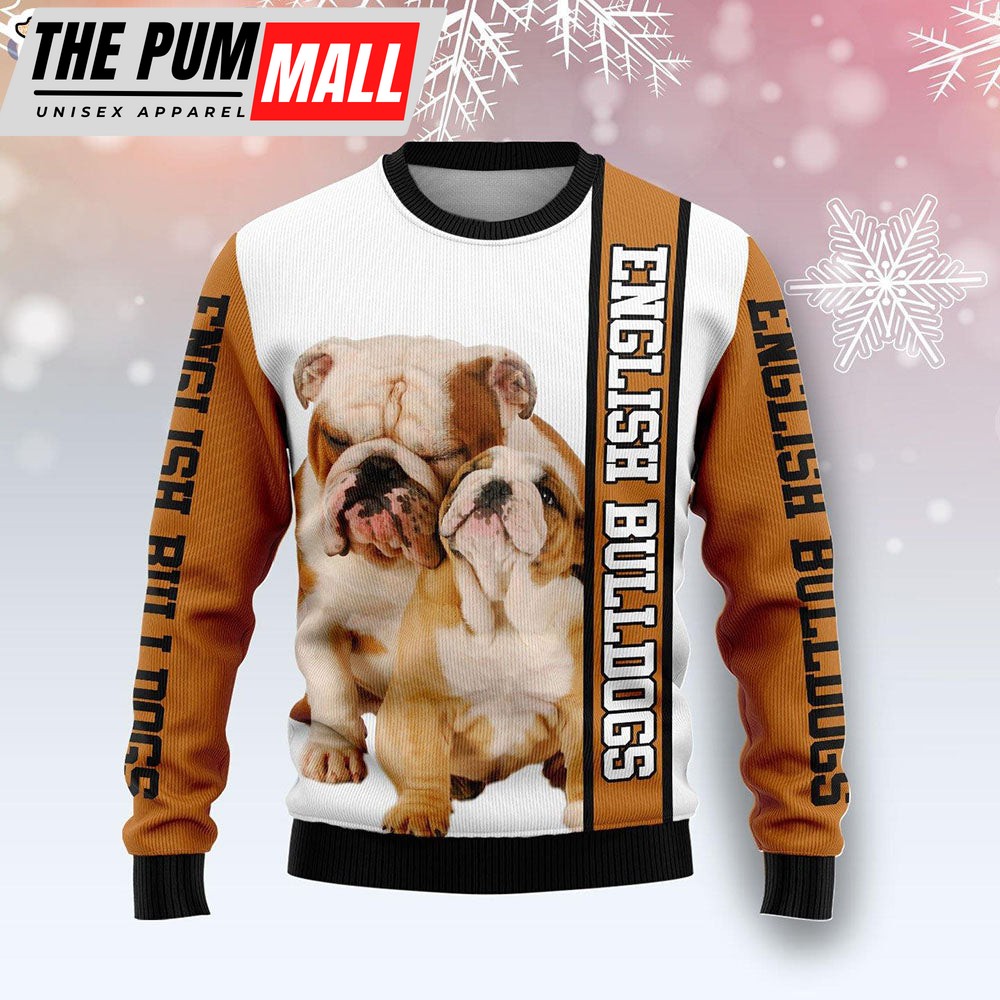 Rescued English Bulldog Dog Lover Ugly Christmas Sweater – Christmas Gift For Pet Lovers
