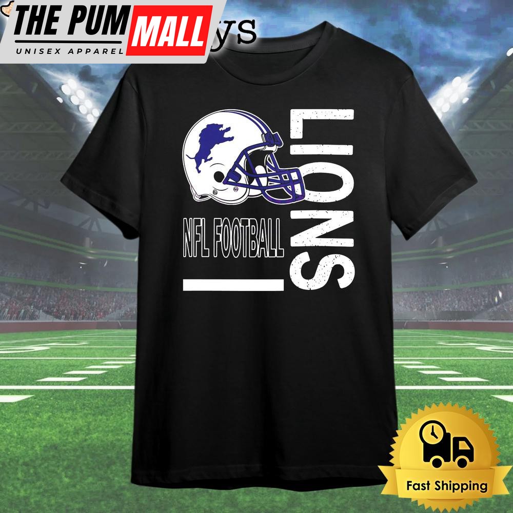 Retro Detroit Lions Football Helmet Logo T Shirt
