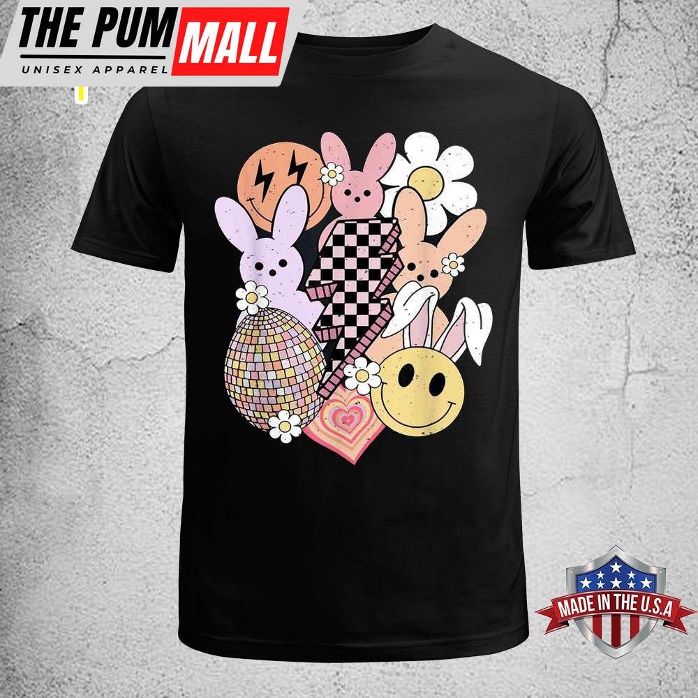 Retro Easter Shirt Easter Bunny Smile Face Groovy Easter Day Funny Easter Shirt