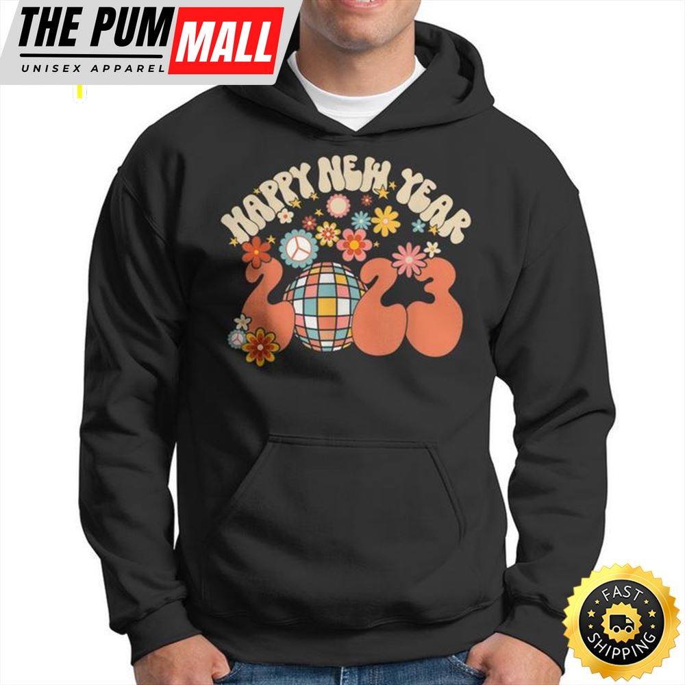 Retro Groovy Happy New Year 2025 Nye New Years Eve Pajamas Unisex Basic T-shirt