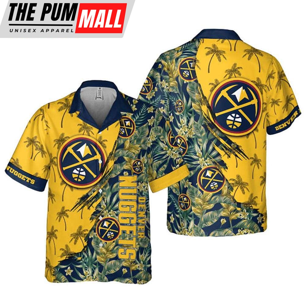 Retro NBA Denver Nuggets Tropical Flowers Button Up Hawaiian Shirt