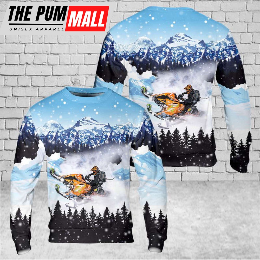 Rev up your holiday spirit with the US Arctic Cat Snowmobiles Riot X Christmas Sweater 3D