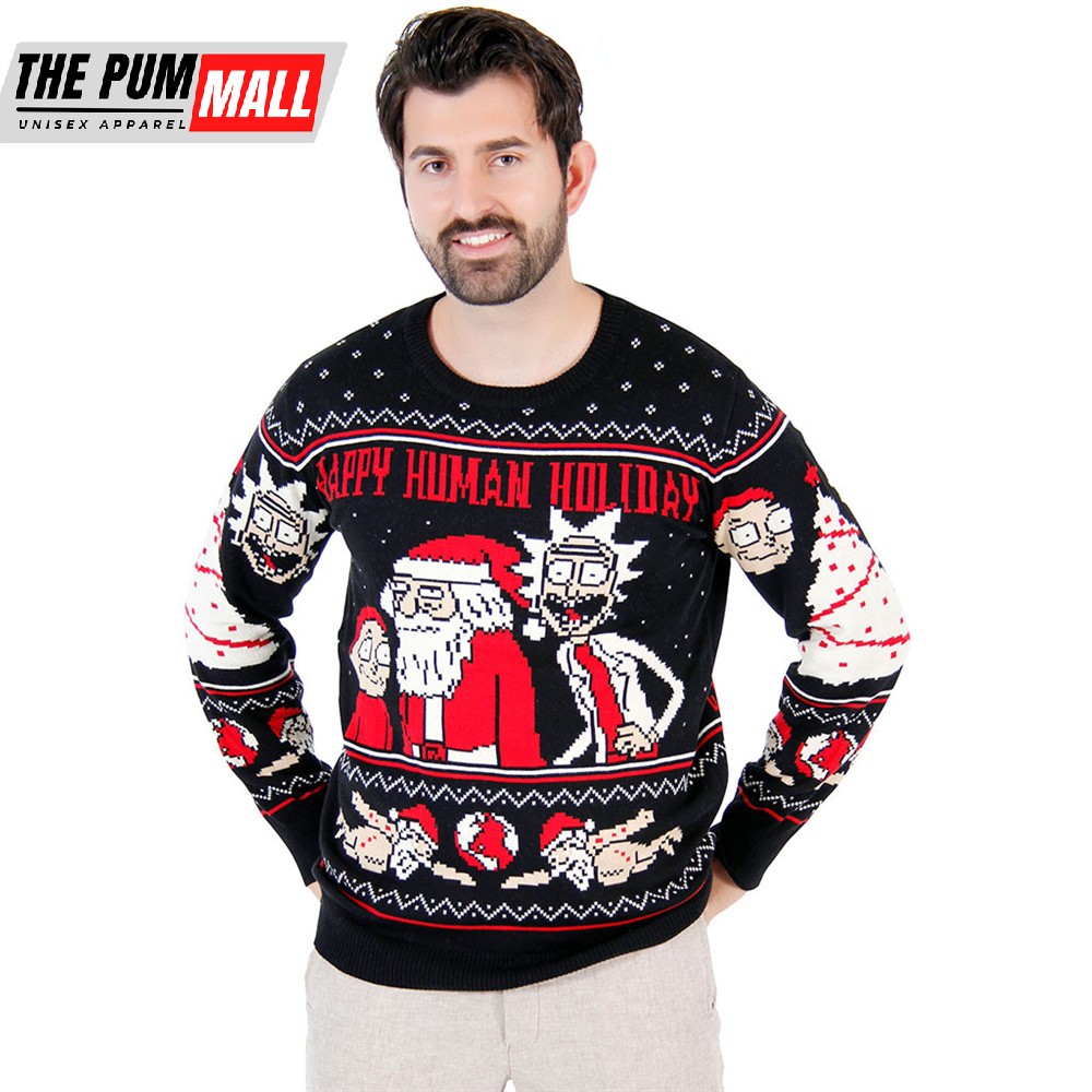 Rick And Morty Happy Human Holiday Ugly Christmas Sweater