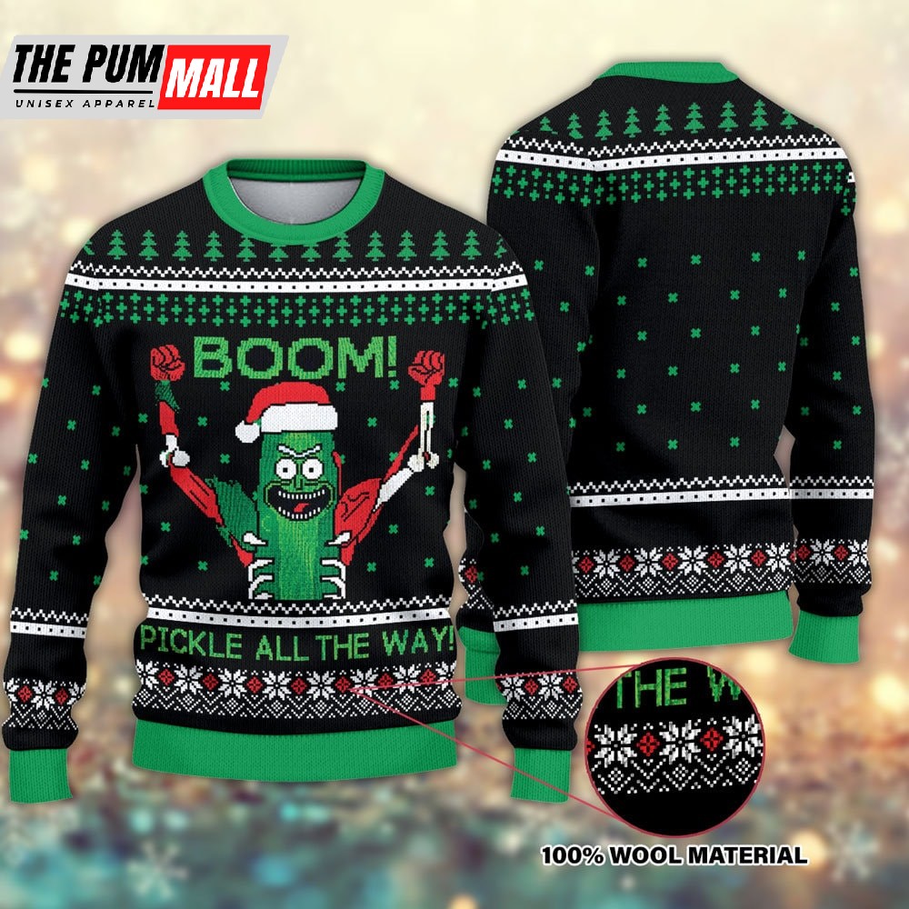 Rick And Morty Pickle Christmas Ugly Sweater