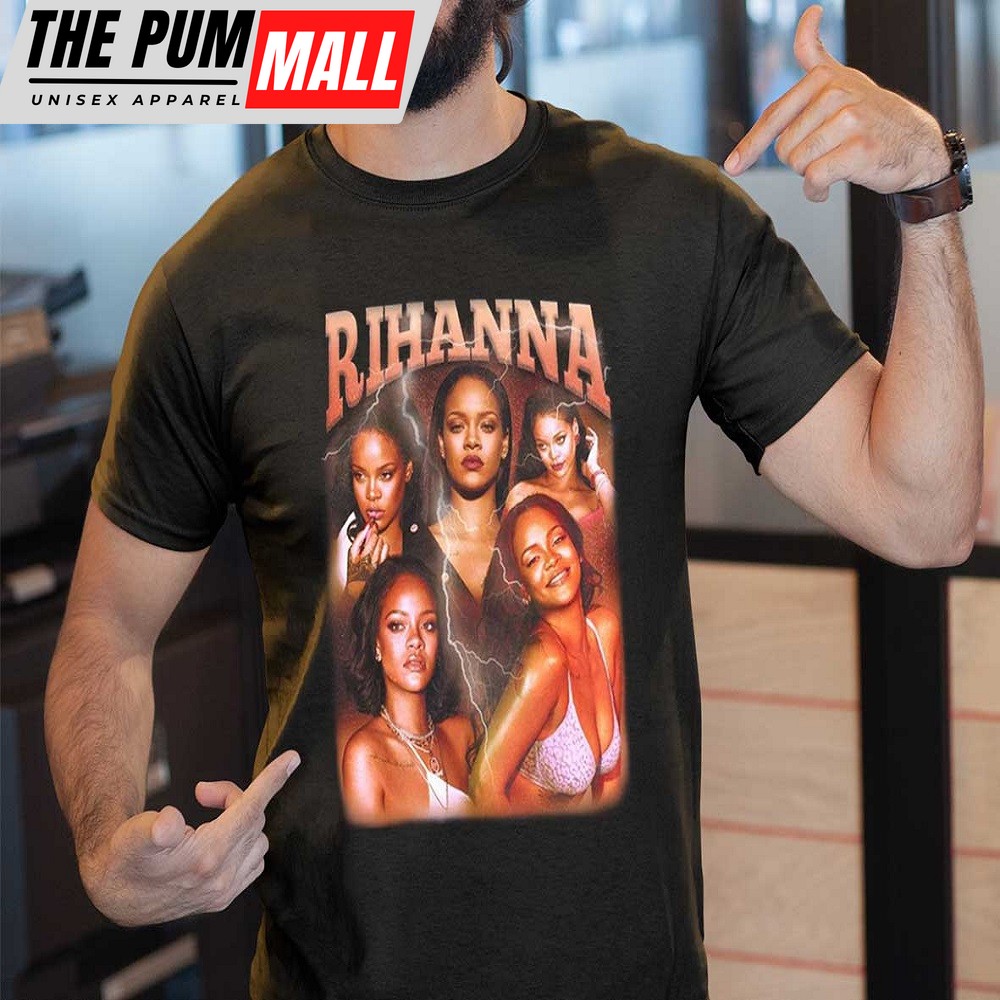 Rihanna Show 2025 Vintage Hip Hop Rap Tour Black T-shirt