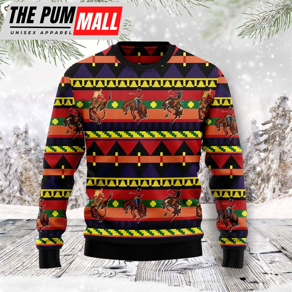 Rodeo Native Pattern Ugly Christmas Sweater – Gift For Pet Lovers – Unisex Crewneck Sweater