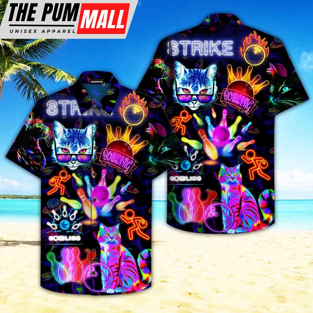 Rolling With My Homies Cats Bowling Hawaiian Shirt For Unisex Gift HW4726