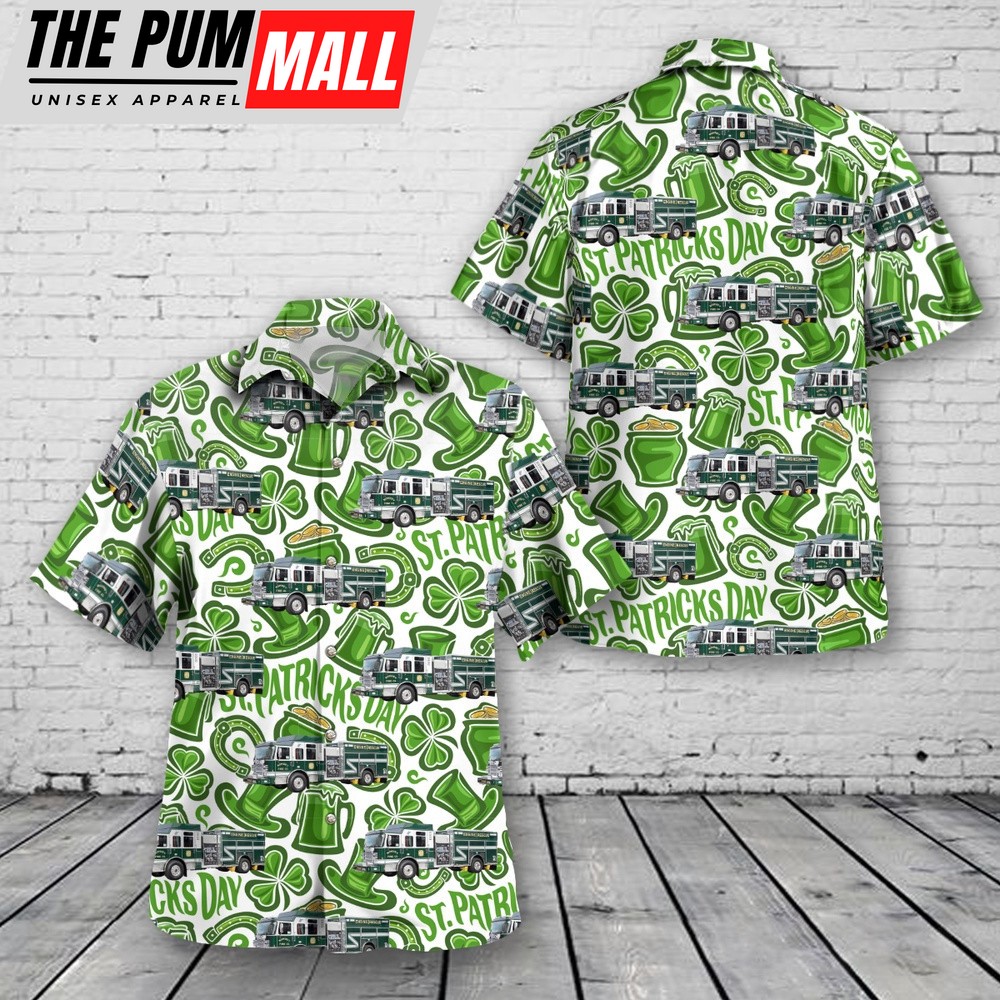Romney, West Virginia, Romney Fire Company, St Patrick’s Day Hawaiian Shirt, Shamrock Hawaiian Shirt
