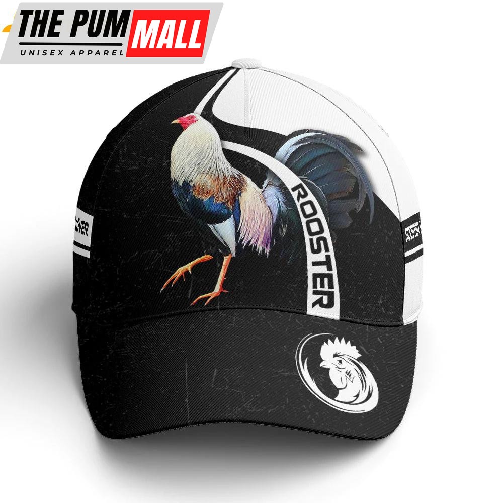Rooster Black And White Classic Baseball Cap