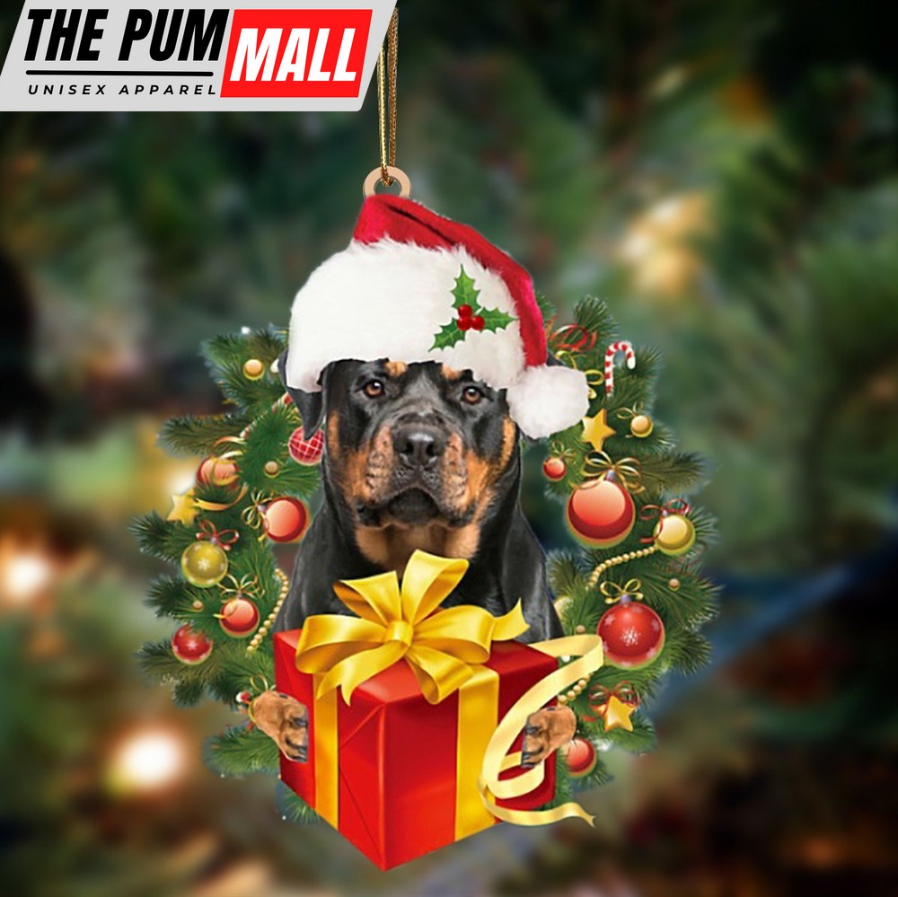 Rottweiler 2 Give Gifts Hanging Ornament – Flat Acrylic Dog Ornament – Dog Lovers Gifts For Him Or Her Limited Edition
