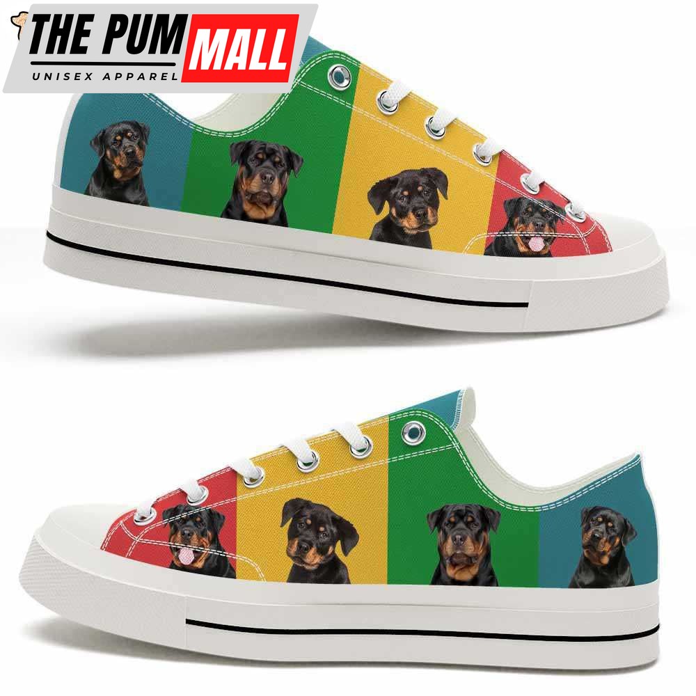 Rottweiler 4 Colors Pattern Low Top Shoes – Happy International Dog Day Canvas Sneaker – Owners Gift Dog Breeders