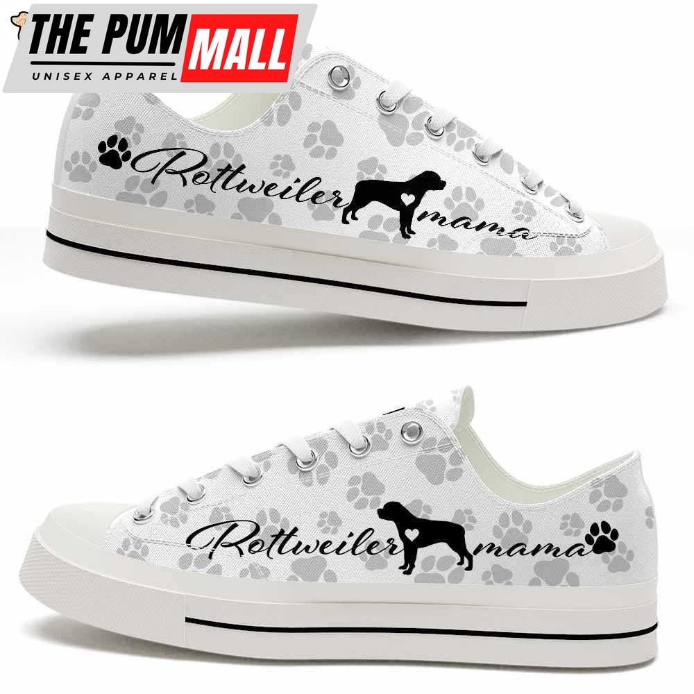 Rottweiler Paws Pattern Low Top Shoes – Happy International Dog Day Canvas Sneaker – Owners Gift Dog Breeders