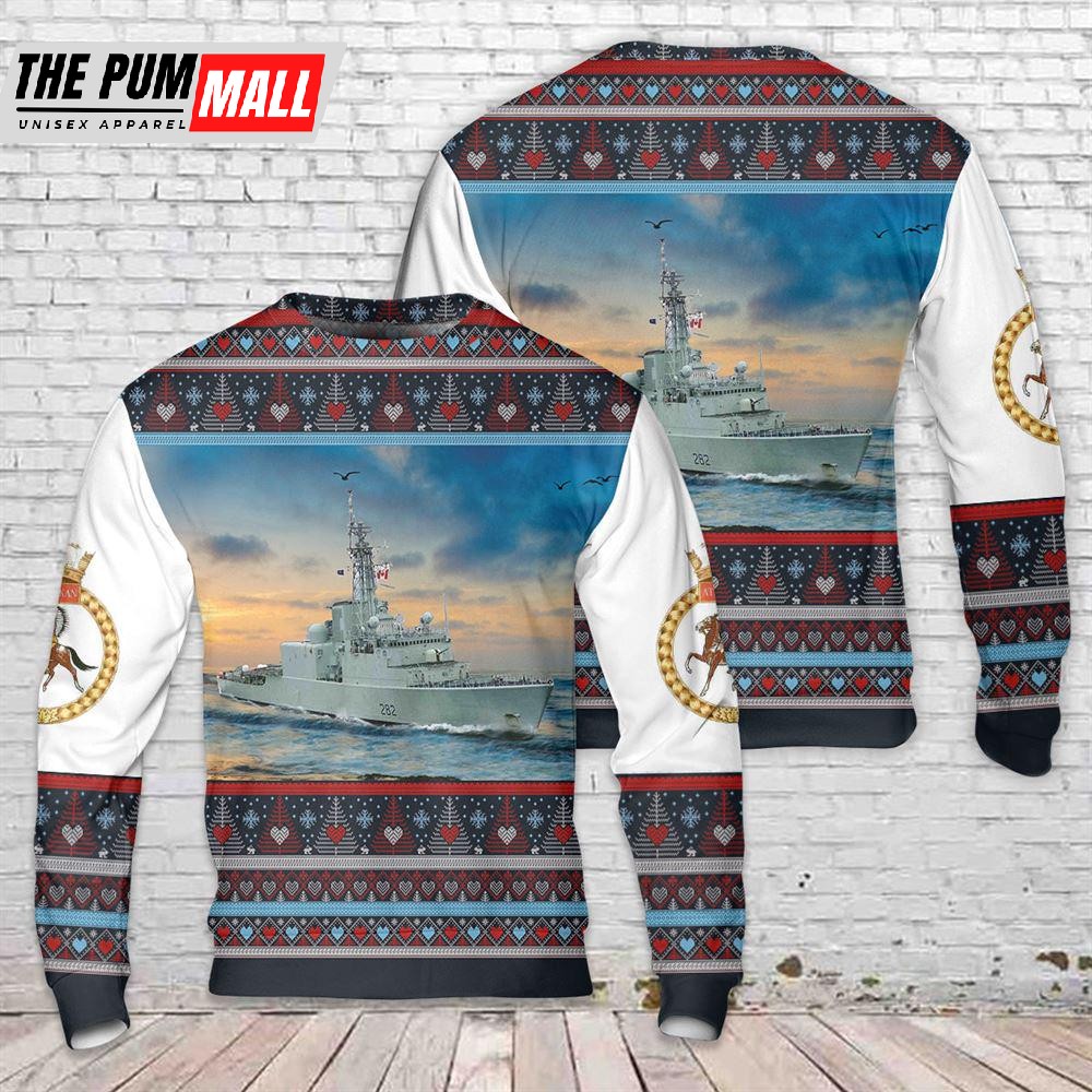 Royal Canadian Navy RCN HMCS Athabaskan DDG 282 Iroquois-class Guided Missile Destroyer Christmas Sweater Gift For Christmas