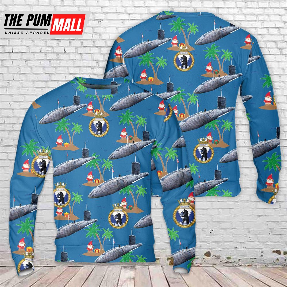 Royal Canadian Navy SSK 879 HMCS Chicoutimi Submarine Christmas Sweater Gift For Christmas