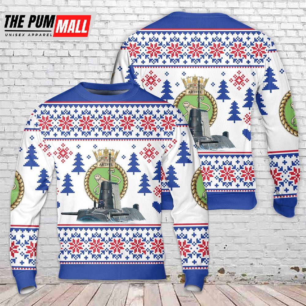Royal Navy HMS Artful (S121) Astute-class nuclear-powered fleet submarine Christmas Sweater Gift For Christmas