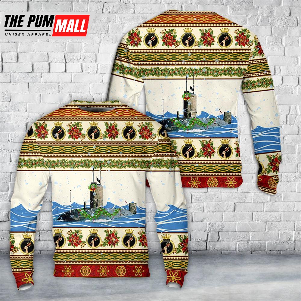 Royal Navy Trafalgar-class submarine HMS Turbulent (S87) Christmas Sweater Gift For Christmas