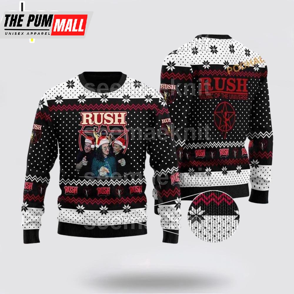 Rush Band Music Of The Universe Funny Santa Hat Ugly Christmas Sweater