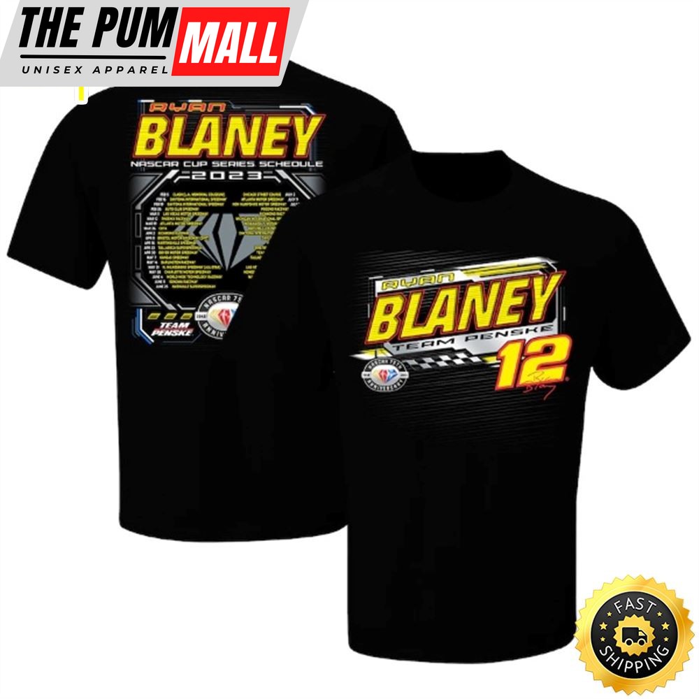Ryan Blaney Team Penske 2023 NASCAR Cup Series Schedule Black T-shirt