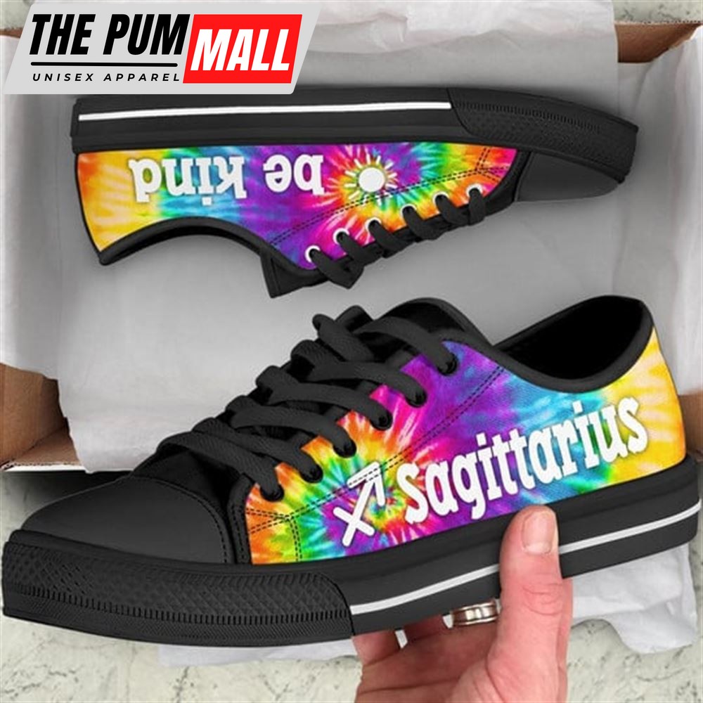 Sagittarius Bekind Tie Dye Canvas Low Top Shoes – Low Top Shoes Mens, Women