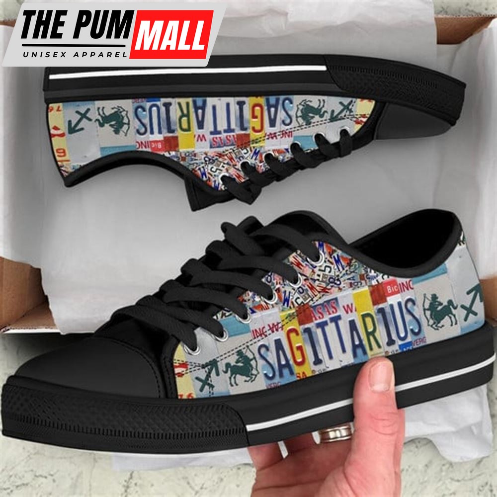 Sagittarius License Plates Canvas Low Top Shoes – Low Top Shoes Mens, Women