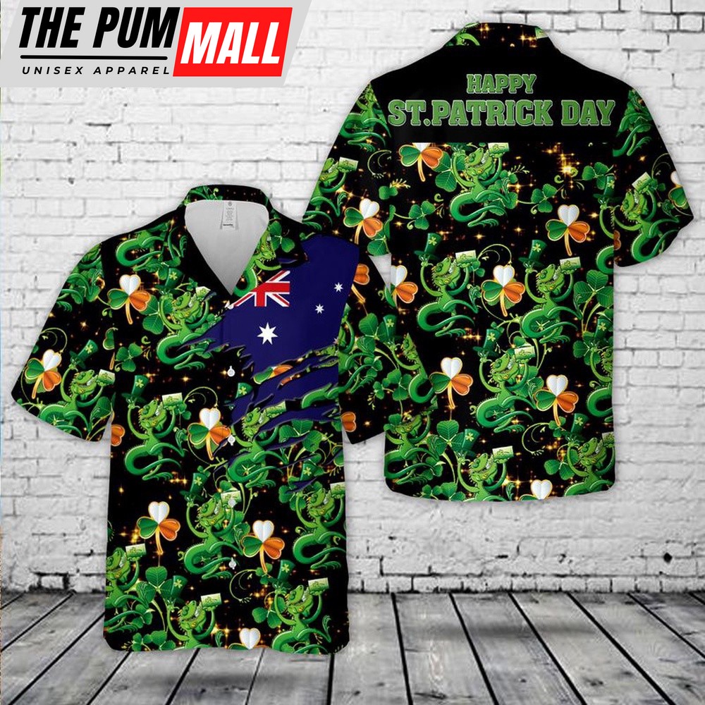 Saint Patrick’s Day Australia Hawaiian Shirt, Shamrock Hawaiian Shirt