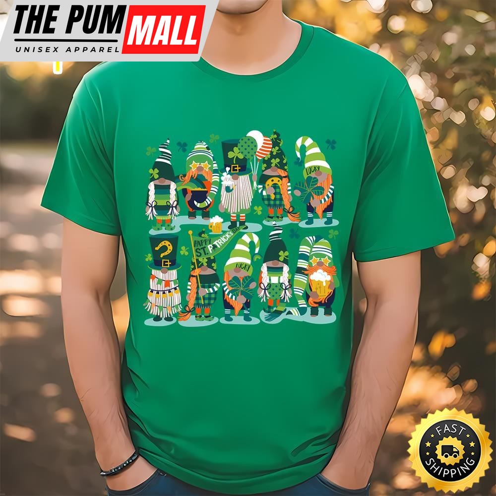 Saint Patricks Gnomes With Green And Orange Gnomes Shirt