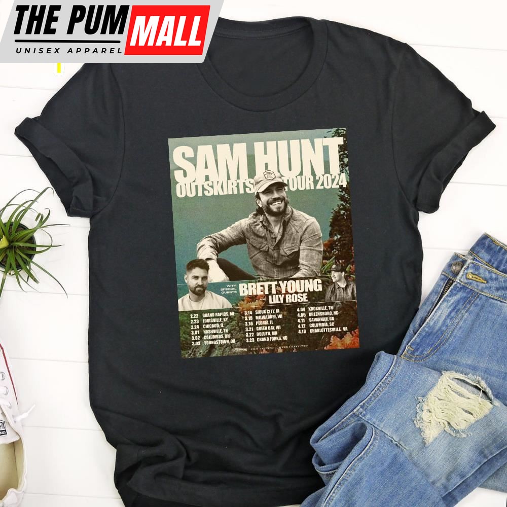 Sam Hunt Summer On The Outskirts 2025 Tour Black Shirt