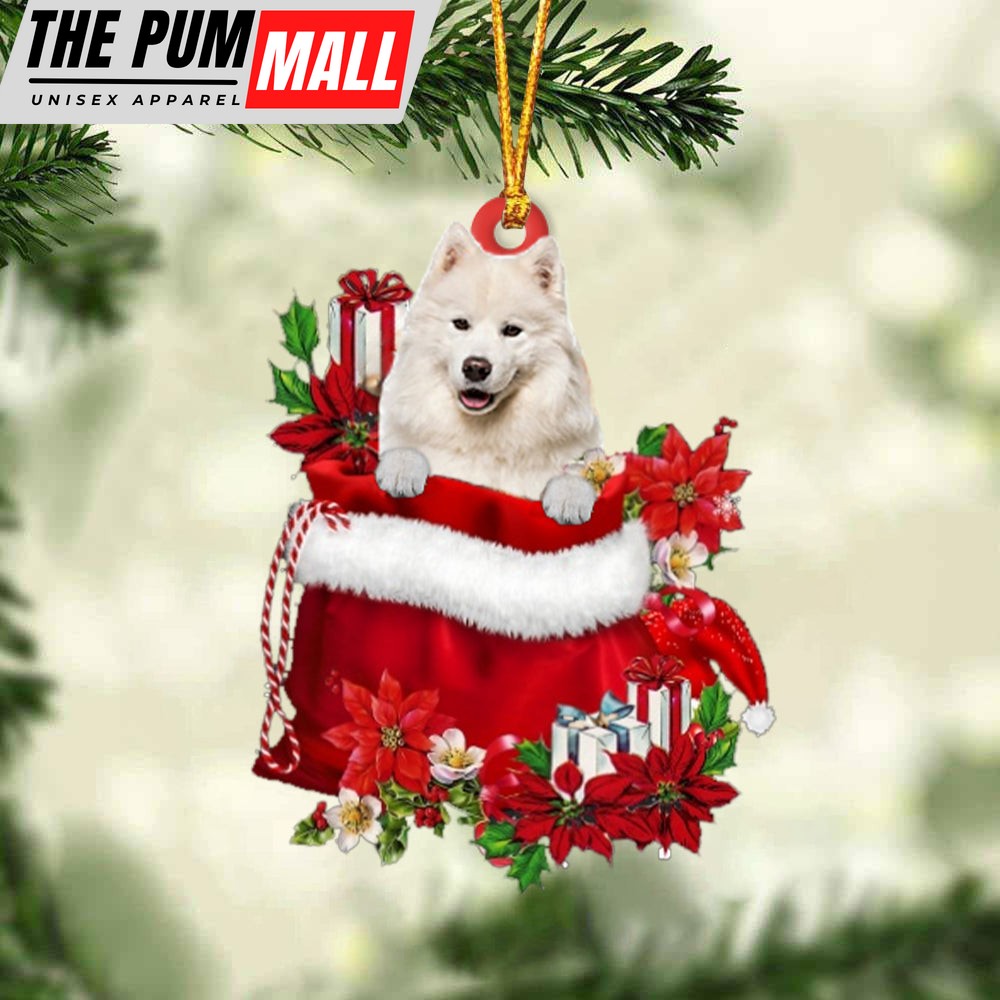Samoyed In Gift Bag Christmas Ornament – Car Ornaments – Gift For Dog Lovers Limited Edition