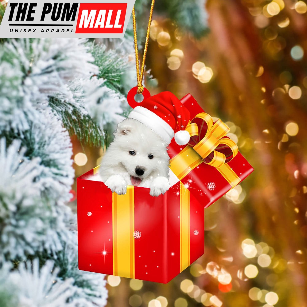 Samoyed In Red Gift Box Christmas Ornament – Holiday Dog Ornaments Limited Edition
