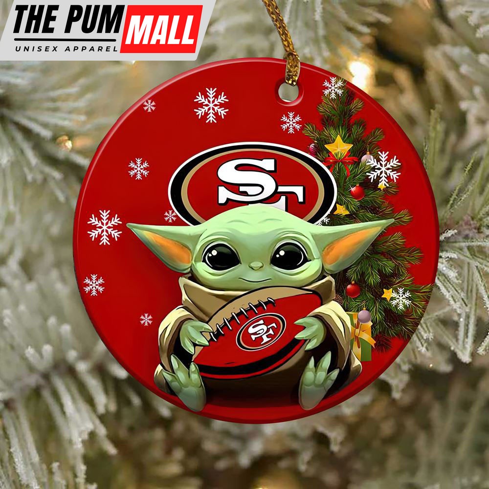 San Francisco 49ers Baby Yoda NFL Christmas Ornaments Limited Edition