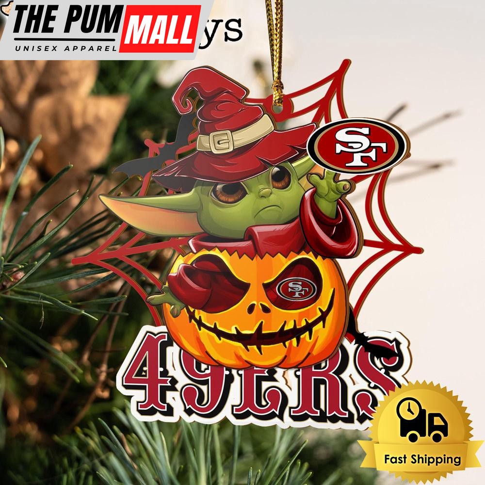 San Francisco 49ers Baby Yoda Pumpkin Halloween Ornament Limited Edition