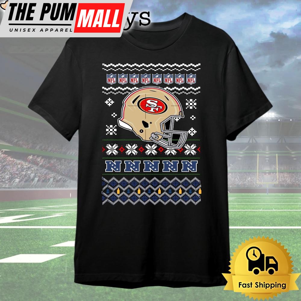 San Francisco 49ers Helmet Team Christmas T Shirt