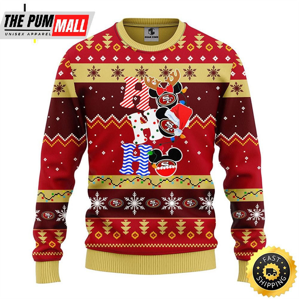 San Francisco 49ers HoHoHo Mickey Christmas Ugly Sweater