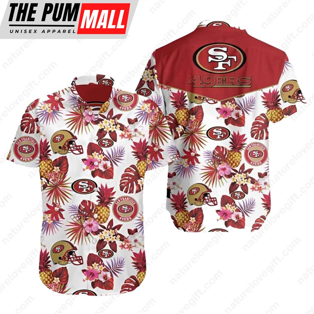 San Francisco 49ers Pineapple Tropical Floral NFL Hawaiian Shirt