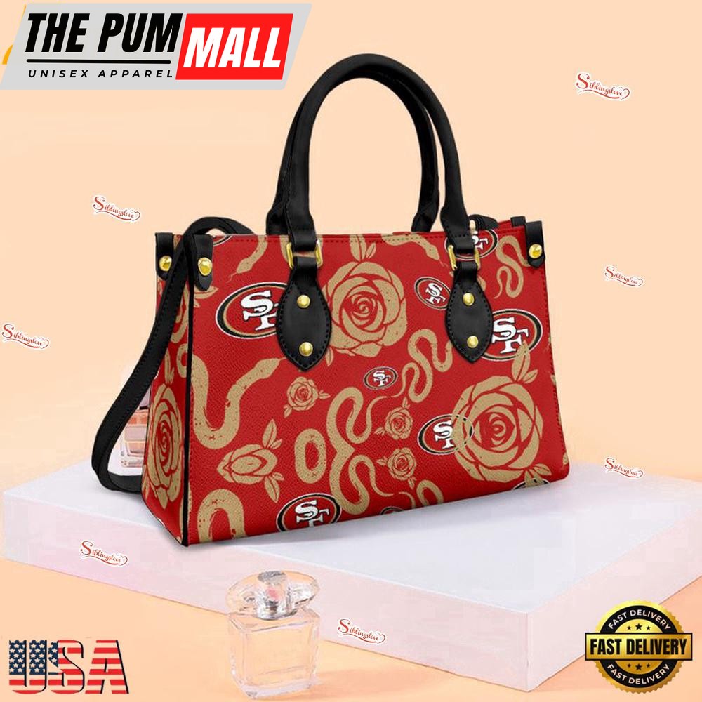 San Francisco 49ers Rose and Flower Pattern NFL Leather Handbag – Baseball Cap Snapback Hats