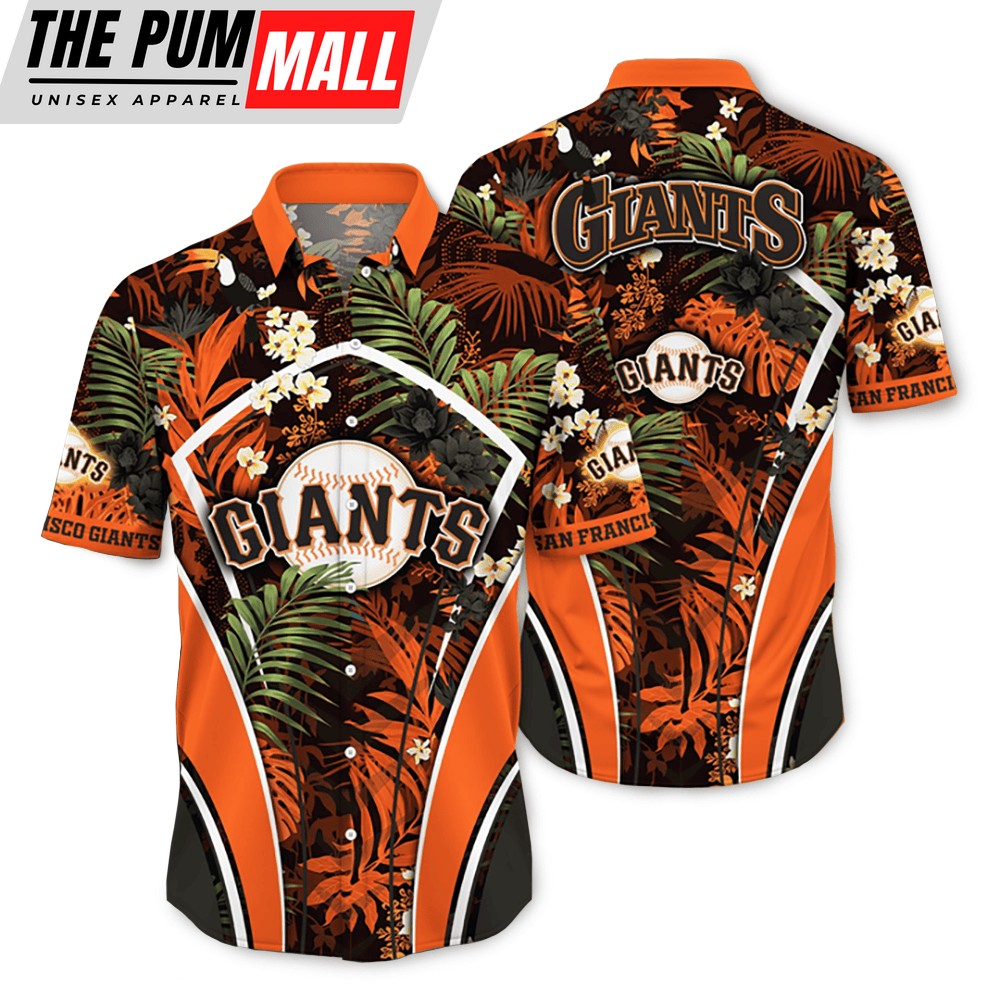 San Francisco Giants MLB Flower Tropical Hawaiian Button Down Shirt